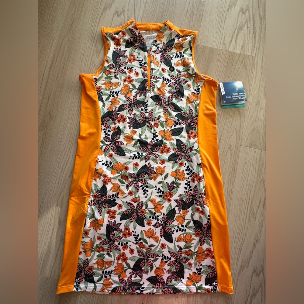 NWT Coolibar Backspin Golf Dress sleeveless  Zip Up Neck Sun protection POCKETS